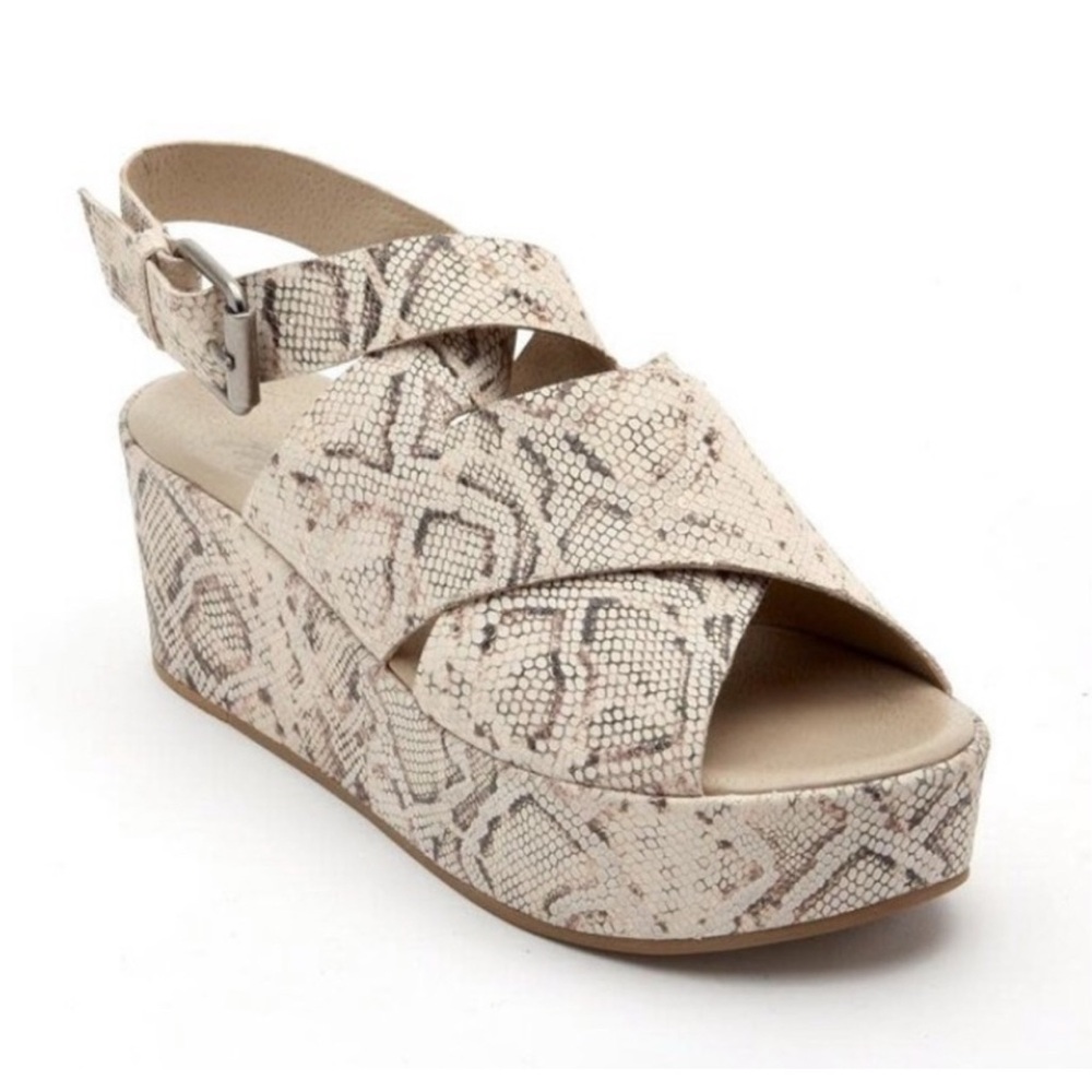 Matisse Beige Snake Print Wedge Sandals